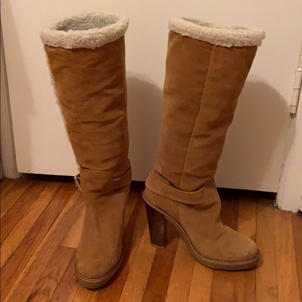 Michael Kors Sheepskin Derby Camel Brown Boots